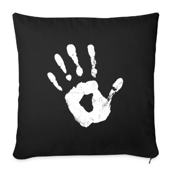 Empreinte de main (blanc) - Housse de coussin décorative 45 x 45 cm - noir - Devant