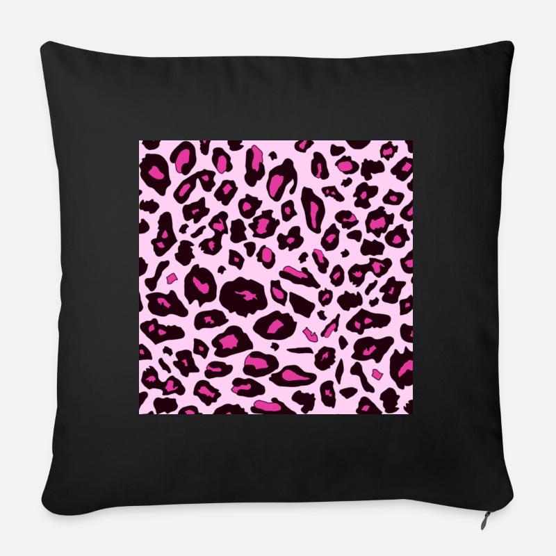 Motif imprimé léopard rose - taches de guépard - Housse de coussin décorative 45 x 45 cm - noir