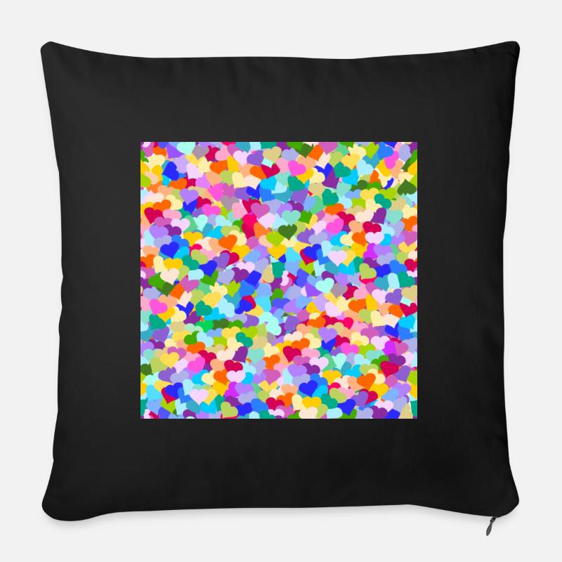 Konfetti Regenbogenherzen Muster - Sofakissenbezug 45 x 45 cm - Schwarz
