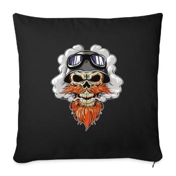 biker skull symbol logo motorcycle - Sofa pillowcase 17,3'' x 17,3'' (45 x 45 cm) - black - Front