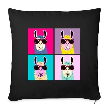 Llama - Sofa pillowcase 17,3'' x 17,3'' (45 x 45 cm) - black - Front