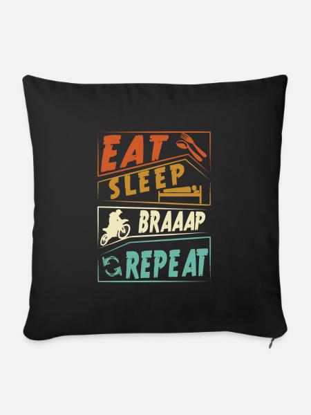 Eat Sleep Braaap Repeat - Sofakissenbezug 45 x 45 cm - Schwarz