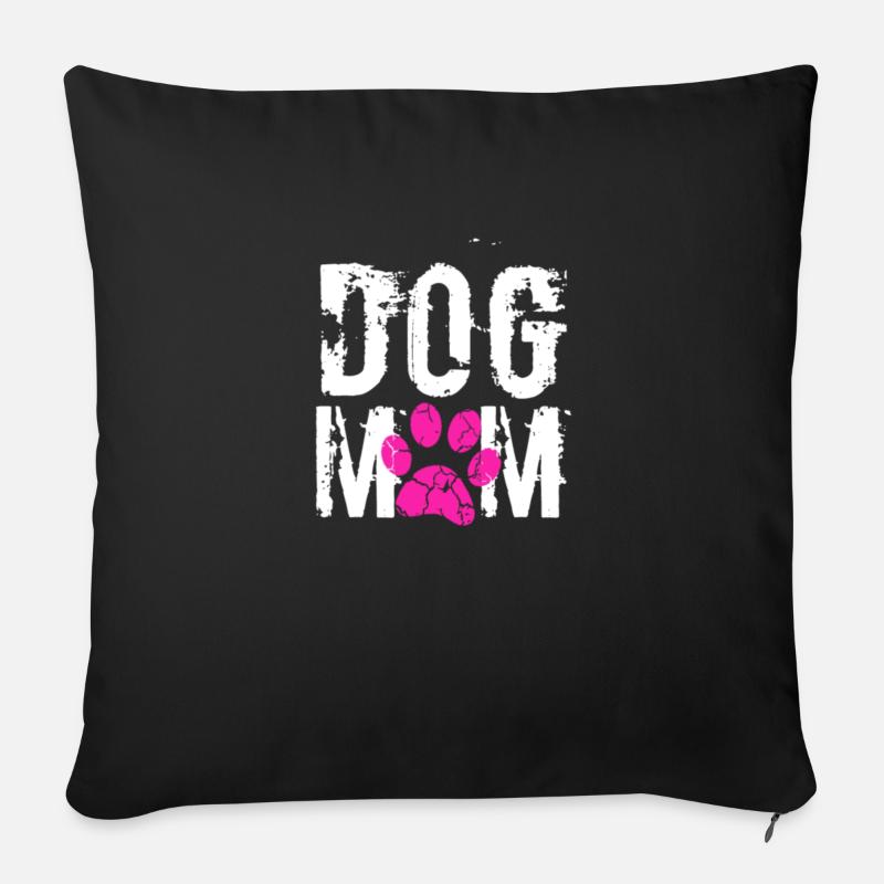 Chien maman - Housse de coussin décorative 45 x 45 cm - noir