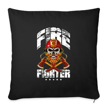 Pompier pompiers squelette cool - Housse de coussin décorative 45 x 45 cm - noir - Devant