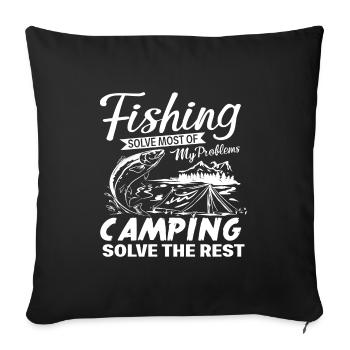Fishing and camping - Sofa pillowcase 17,3'' x 17,3'' (45 x 45 cm) - black - Front