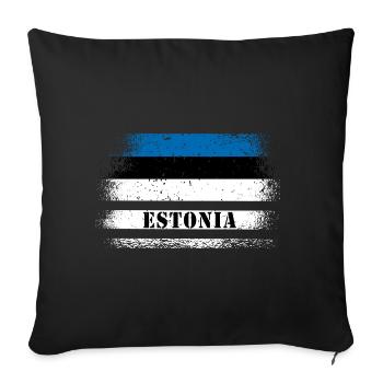 Drapeau vintage Estonie - Housse de coussin décorative 45 x 45 cm - noir - Devant