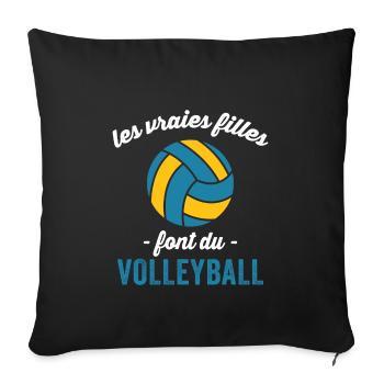 les vraies filles font du volleyball - Housse de coussin décorative 45 x 45 cm - noir - Devant