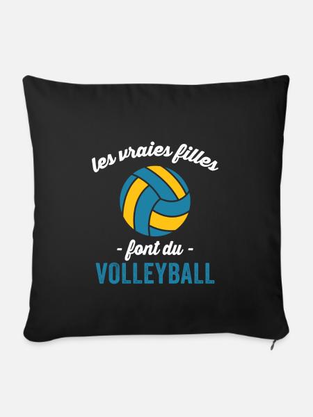 les vraies filles font du volleyball - Housse de coussin décorative 45 x 45 cm - noir