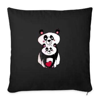 Panda siblings - proud big brother - Sofa pillowcase 17,3'' x 17,3'' (45 x 45 cm) - black - Front