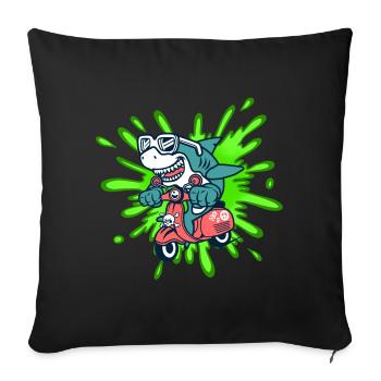 Shark Funny Moped Moped Roller Comic - Sofa pillowcase 17,3'' x 17,3'' (45 x 45 cm) - black - Front