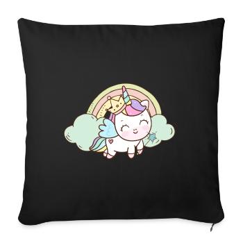 Einhorn Prinzessin Krone Sterne Stab Schuhe Pink - Sofakissenbezug 45 x 45 cm - Schwarz - Vorne