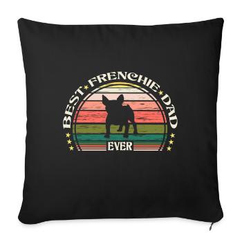 Vintage French Bulldog Father Frenchie Dog - Sofa pillowcase 17,3'' x 17,3'' (45 x 45 cm) - black - Front