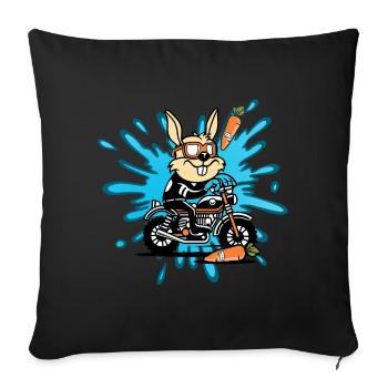 Hase Kaninchen Motorrad Geschenk - Sofakissenbezug 45 x 45 cm - Schwarz - Vorne