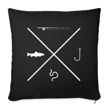 Petri Heil, pêche, pêche, pêche, salut du pêcheur - Housse de coussin décorative 45 x 45 cm - noir - Devant