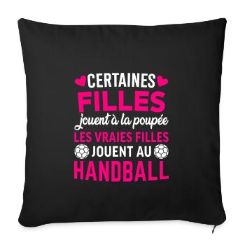 Les vraies filles jouent au handball - Housse de coussin décorative 45 x 45 cm - noir - Devant