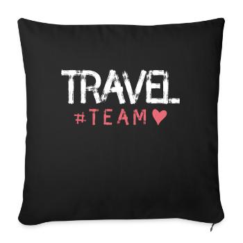 Voyage coeur de l'équipe de voyage - Housse de coussin décorative 45 x 45 cm - noir - Devant