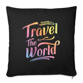World Travel Travel Vacation - Sofa pillowcase 17,3'' x 17,3'' (45 x 45 cm) - black - Front