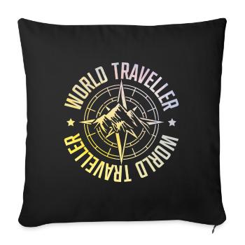 Voyage boussole voyage vacances - Housse de coussin décorative 45 x 45 cm - noir - Devant