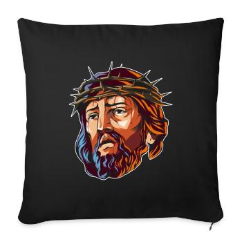 Tête de Jésus-Christ - Housse de coussin décorative 45 x 45 cm - noir - Devant