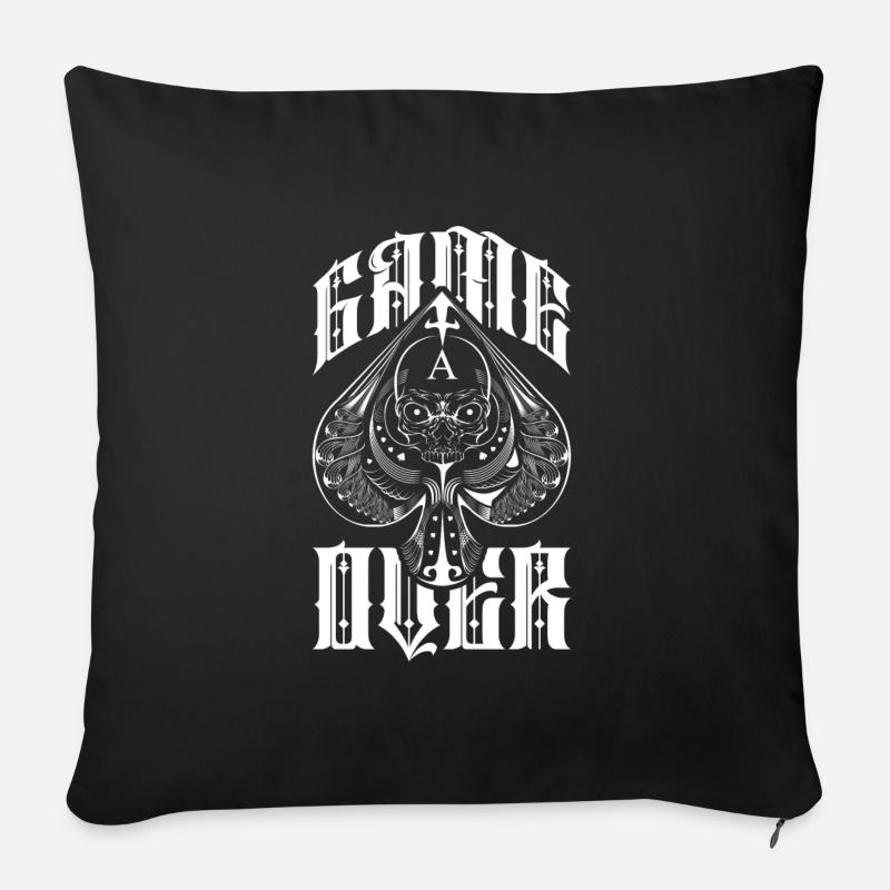 Game Over Poker Karte As Pik - Sofakissenbezug 45 x 45 cm - Schwarz