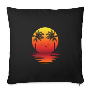 Été mer soleil plage vacances eau plage palmier - Housse de coussin décorative 45 x 45 cm - noir - Devant
