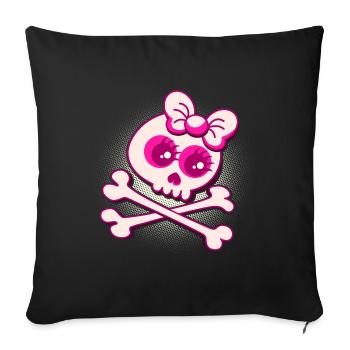 Cool skull and crossbones T-shirt - Sofa pillowcase 17,3'' x 17,3'' (45 x 45 cm) - black - Front