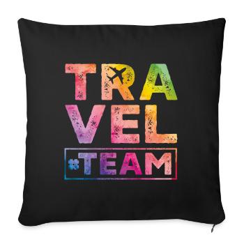 Voyage coeur de l'équipe de voyage - Housse de coussin décorative 45 x 45 cm - noir - Devant