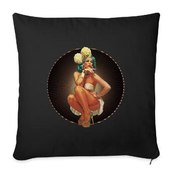 Burlesque Xarah als Pinupgirl Retro Pin Up Art - Sofakissenbezug 45 x 45 cm - Schwarz - Vorne