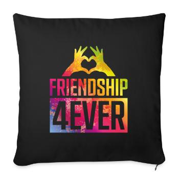 Amitié pour toujours coeur main - Housse de coussin décorative 45 x 45 cm - noir - Devant