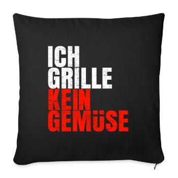 Grillen - Grillmeister - Grillkönig - Gemüse - Sofakissenbezug 45 x 45 cm - Schwarz - Vorne