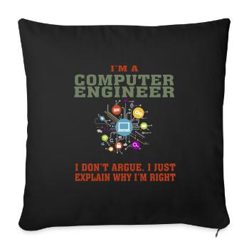 Best-seller Ingénieur en informatique Tshirt, Keep Calm - Housse de coussin décorative 45 x 45 cm - noir - Devant
