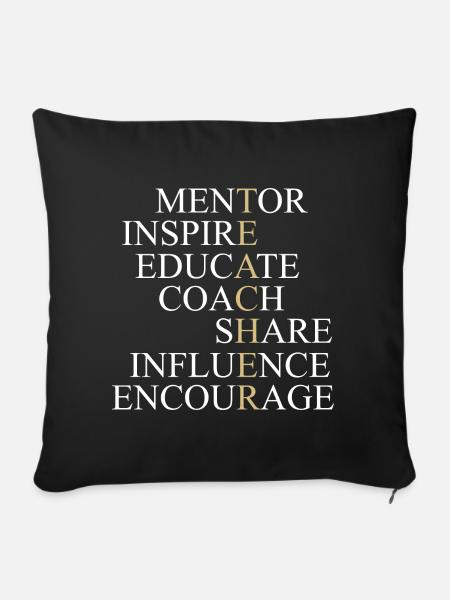 Lehrer Teacher Mentor Coach - Sofakissenbezug 45 x 45 cm - Schwarz