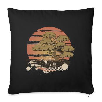 Asian Bonsai Sunset - Sofakissenbezug 45 x 45 cm - Schwarz - Vorne