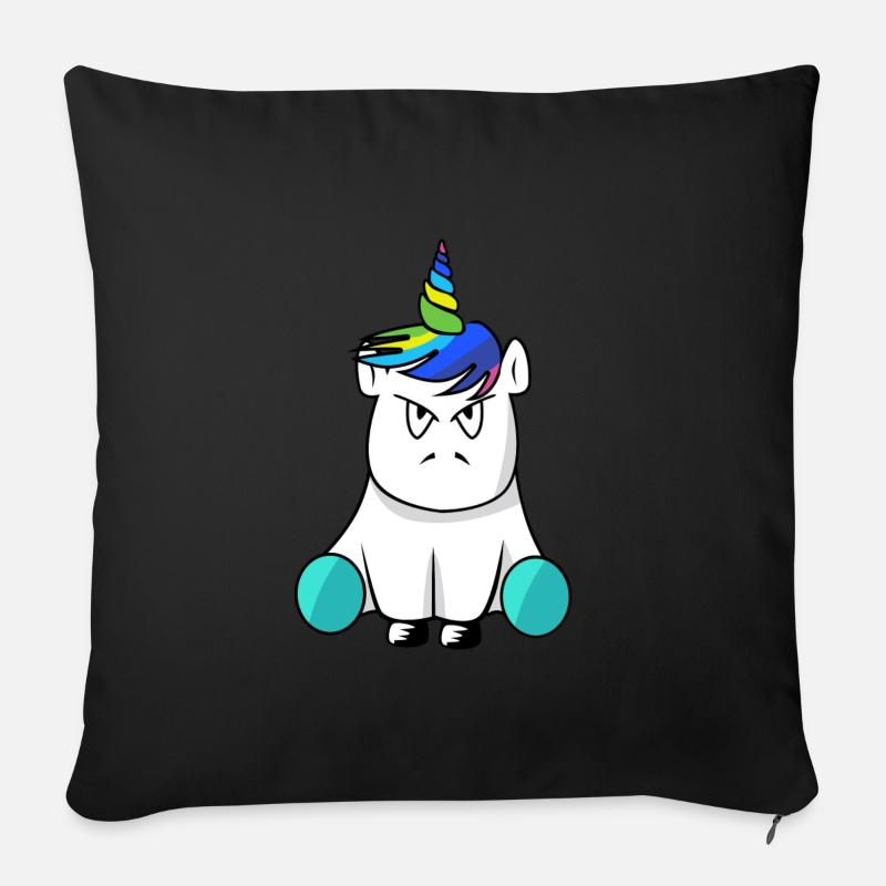 Licorne licorne en colère - Housse de coussin décorative 45 x 45 cm - noir