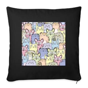 Cat Pattern Cat Wallpaper Cat Pattern - Sofa pillowcase 17,3'' x 17,3'' (45 x 45 cm) - black - Front