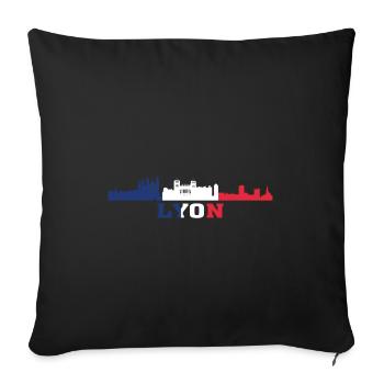 Lyon City Skyline France Landmark Map - Housse de coussin décorative 45 x 45 cm - noir - Devant