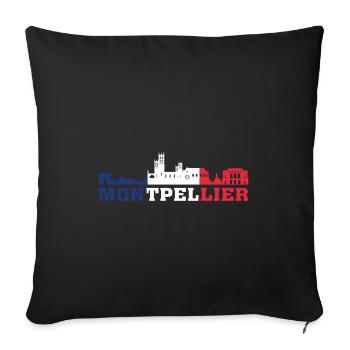 Montpellier City Skyline France Landmark Map - Housse de coussin décorative 45 x 45 cm - noir - Devant