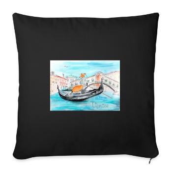 Fox in Venice as a gondolier - Sofa pillowcase 17,3'' x 17,3'' (45 x 45 cm) - black - Front