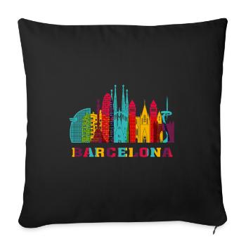 Barcelona City Skyline Spain Landmark - Sofa pillowcase 17,3'' x 17,3'' (45 x 45 cm) - black - Front