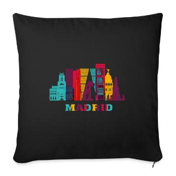 Madrid City Skyline Spain Landmark - Sofa pillowcase 17,3'' x 17,3'' (45 x 45 cm) - black - Front