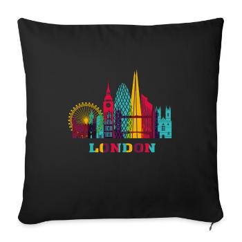 Londres City Skyline Angleterre Landmark - Housse de coussin décorative 45 x 45 cm - noir - Devant