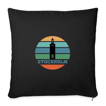 Stockholm City Skyline Suède Landmark - Housse de coussin décorative 45 x 45 cm - noir - Devant