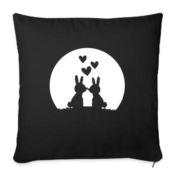 Mon lapin - Un doux couple de lapins amoureux - Housse de coussin décorative 45 x 45 cm - noir - Devant