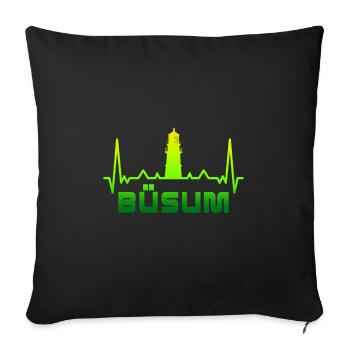 Büsum Leuchtturm Design / Geschenkidee - Sofakissenbezug 45 x 45 cm - Schwarz - Vorne