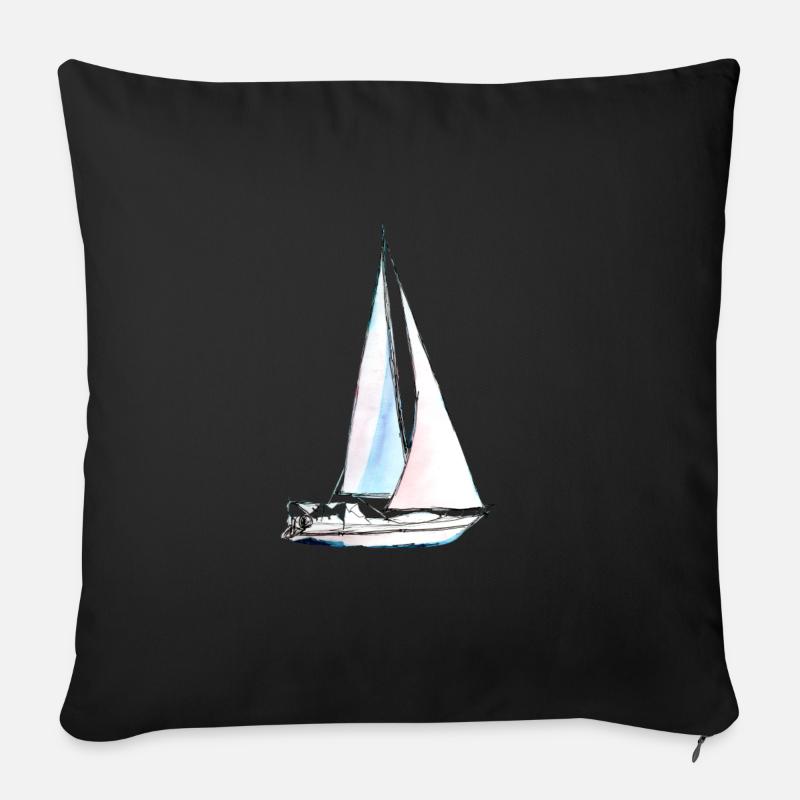 Segelboot - Schiff ahoi! - Sofakissenbezug 45 x 45 cm - Schwarz