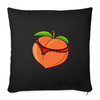 Lustiger Pfirsich mit Tanga - Sofakissenbezug 45 x 45 cm - Schwarz - Vorne