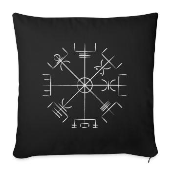 Vegvisir viking symbol - Sofa pillowcase 17,3'' x 17,3'' (45 x 45 cm) - black - Front
