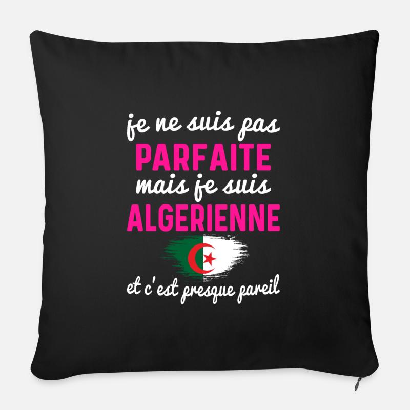 Je ne suis pas parfaite mais je suis Algerienne - Housse de coussin décorative 45 x 45 cm - noir