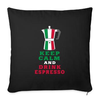 Keep Calm and Drink Espresso design / idée cadeau - Housse de coussin décorative 45 x 45 cm - noir - Devant