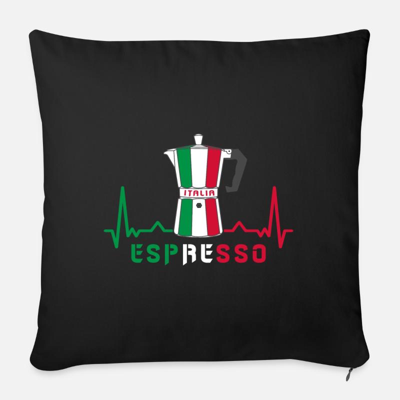 Herzfrequenz Espresso Design / Geschenkidee - Sofakissenbezug 45 x 45 cm - Schwarz